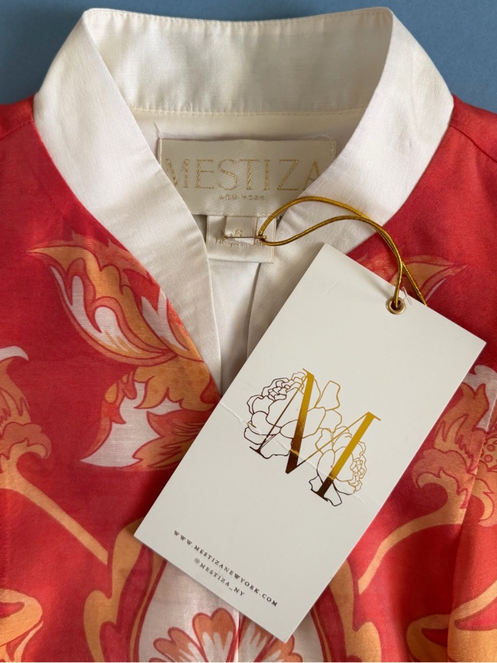 NWT Mestiza New York Valencia Sunset Ivory Linen Organza Mini Dress - Picture 8 of 9